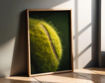 Sports Artwork | Tennis Ball Extreme Macro Texture Wall Art Modern Sports Poster