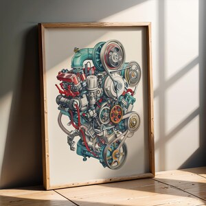 Urban Style | Retro Engine Diagram | Vintage Industrial Art | Mechanic ...