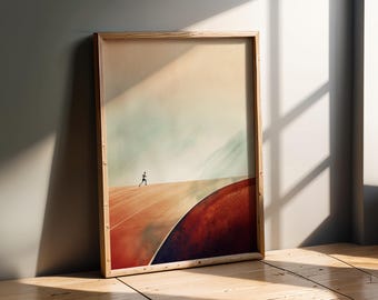 Sport Kunstwerk | Minimalistische Laufbahn Kunst | Poster Langstreckenläufer | Leichtathletik Druck