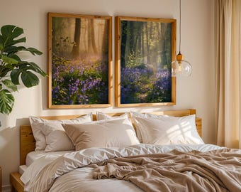 Set of Two Prints | Bluebell Path Wall Art | Woodland Prints | Nature Decor