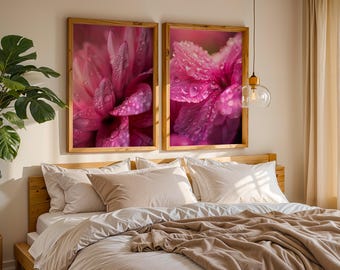 Set of Two Prints | Pink Flower Wall Art | Floral Prints | Botanical Decor