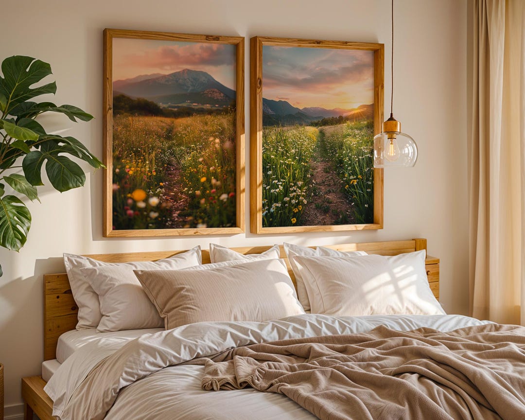 Set of Two Prints | Wildflower Wall Art | Meadow Print | Cottage Decor ...