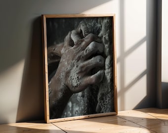 Sports Artwork | Climber Chalk Hand Rock Wall Art Adventure Sports Photography Poster