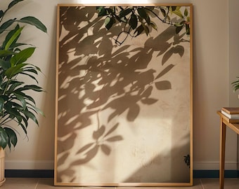 Dopamine Decor | Leaf Shadow Wall Art | Mediterranean Sunlight Print | Minimal Neutral Decor