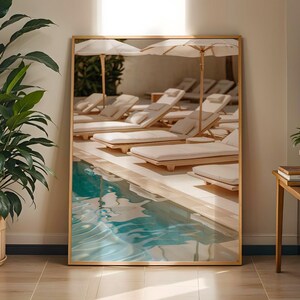 Luxury Poolside Print | Resort Wall Art | Neutral Coastal Decor