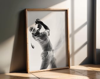 Sports Artwork | Golfer Swing Motion Black White Golf Sports Photography Wall Art