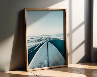 Sports Artwork | Surfboard Point Of View Ocean Wave Surfing Wall Art Coastal Decor