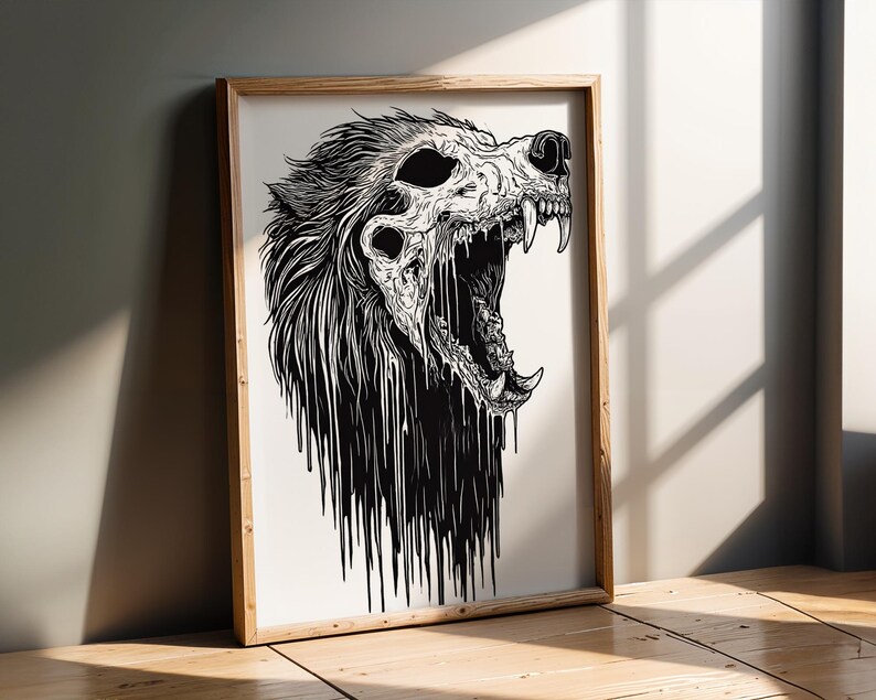 Urban Style | Melting Lion Skull Wall Art Gothic Dark Man Cave Decor - Etsy