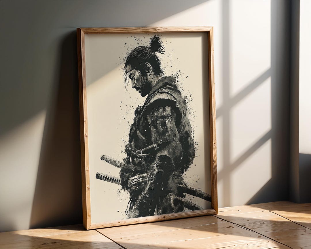 Samurai Warrior Wall Art Black White Japanese Decor Print - Etsy