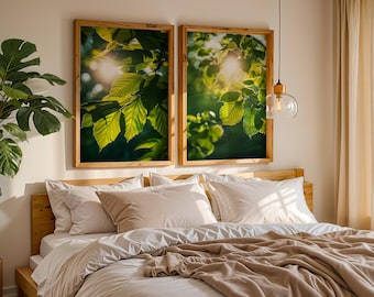 Set of Two Prints | Green Leaf Wall Art | Botanical Prints | Nature Decor