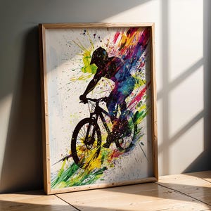 Opere d'arte sportive / Illustrazioni di ciclisti in mountain bike / Decorazioni murali a tema ciclismo