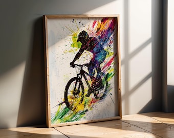 Sport Kunstwerk | Mountainbike Reiter Kunst | Radfahren Sport Wanddekoration