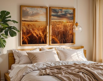 Set of Two Prints | Wheat Field Wall Art | Farmhouse Prints | Rustic Decor
