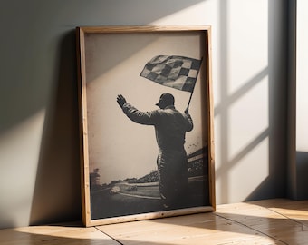 Motorsports | Vintage Race Official Checkered Flag Art | Trackside Racing Print | Wall Decor