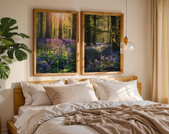 Set of Two Prints | Bluebell Forest Wall Art | Woodland Prints | Nature Decor