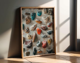 Sports Artwork | Rock Climbing Holds Wall Art Print – Indoor Gym Poster Décor