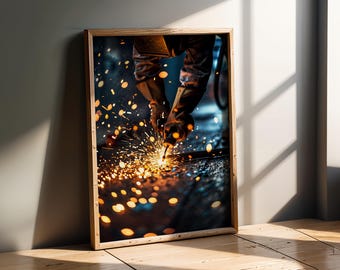 Urban Style | Welder Wall Art | Industrial Welding Poster | Metalwork Art | Man Cave Decor