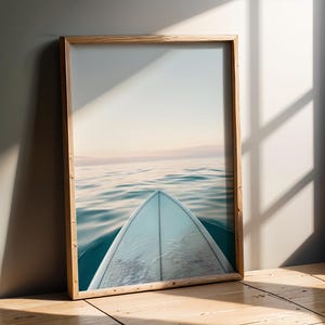 Opera d'arte sportiva / Fotografia di surf al tramonto sull'oceano, stampa artistica da parete costiera