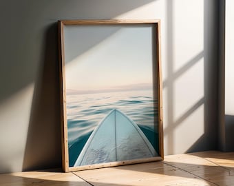 Sports Artwork | Surfboard Ocean Sunset Surfing Photography Coastal Wall Art Print
