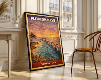 Florida Keys Poster | Overseas Highway | Coastal Wall Art