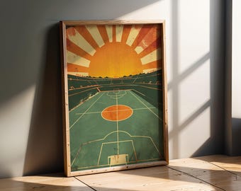 Sports Artwork | Vintage Stadium Sunrise | Football Sports Wall Art