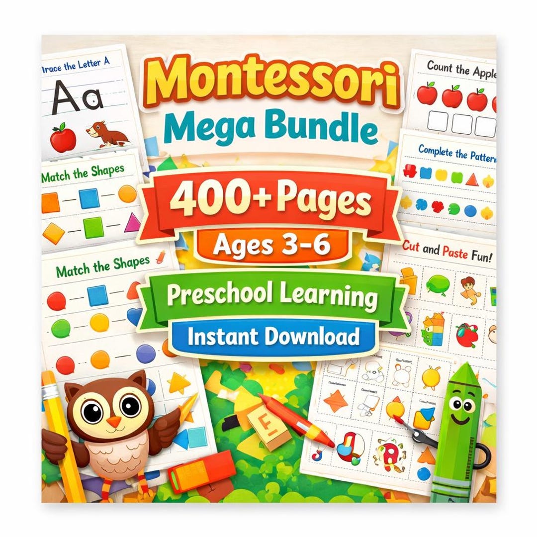 Montessori Preschool Learning Bundle: 400+ Pages, Ages 3-6 (digital ...