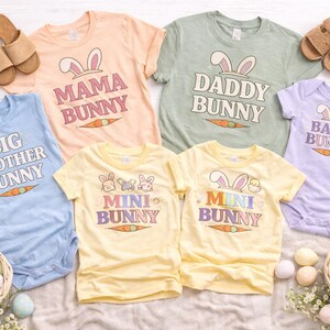 Family Easter Bunny Shirt PNG Bundle, Mama Daddy Mini Baby Brother Sister (Digital Download)