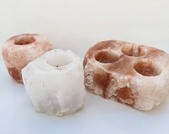 Quartzite Tea Candleholder set of 3 - Pink and White