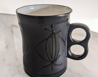 Vintage Hand Designed Black Mug