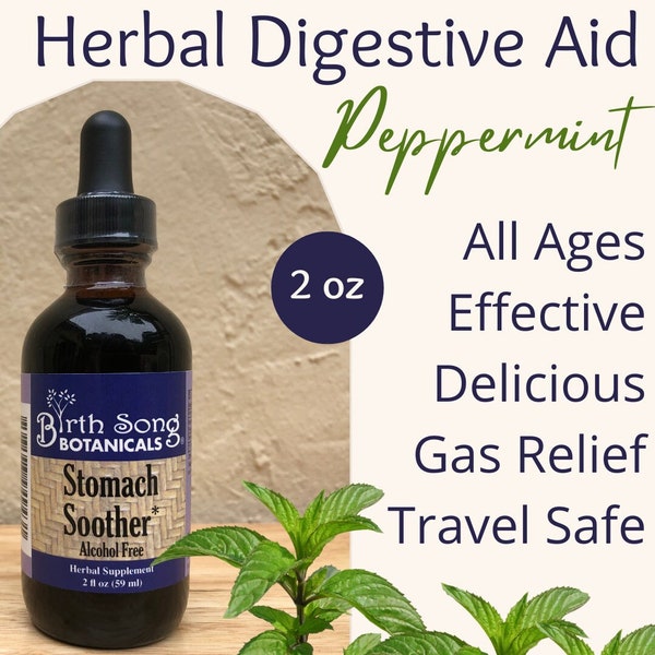 Stomach Soother Herbal Digestive Aid for Gas Relief, Colic, Nausea, and Vomiting Blended with Peppermint, Ginger Root, and Fennel Seeds 2oz.