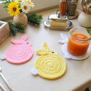 Crochet Bunny Rabbit Coaster Pattern (PDF Download)