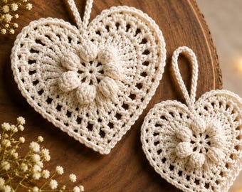 Crochet Heart Ornament Pattern, Lace Heart Crochet Pattern, Hanging Heart PDF, Valentine Heart Decor, Christmas Ornament