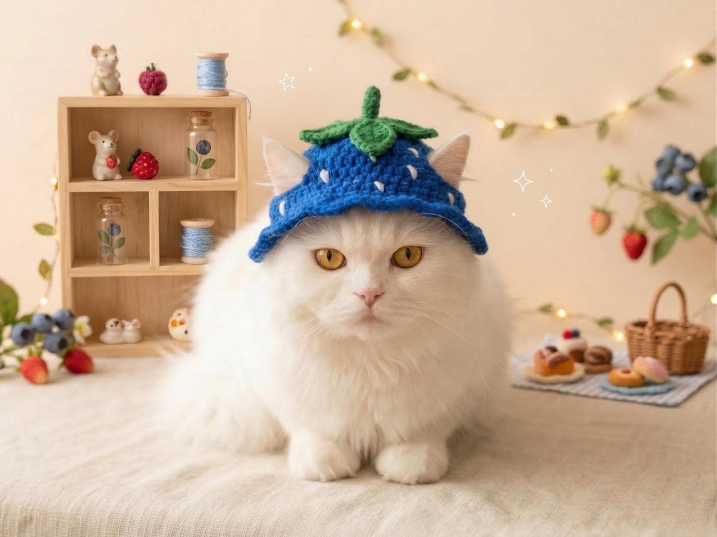 ワンダーフロッグ　キノコ人ミラ　イチゴ帽子　洋服付 いちご帽子の猫 - Etsy 日本