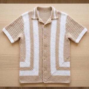 Crochet Shirt Pattern, Rectangle V-Stitch, Button-Up Garment (PDF Download)