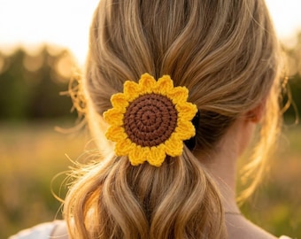 Crochet Sunflower Hair Tie Pattern (PDF Download)