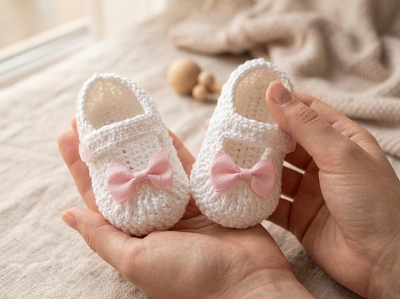 Beginner Crochet Baby Booties Pattern, Easy Flat Rectangle Newborn Shoes