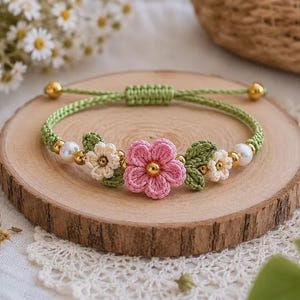 Crochet Flower Bracelet Pattern | Boho Beaded Jewelry Tutorial (Digital Download)