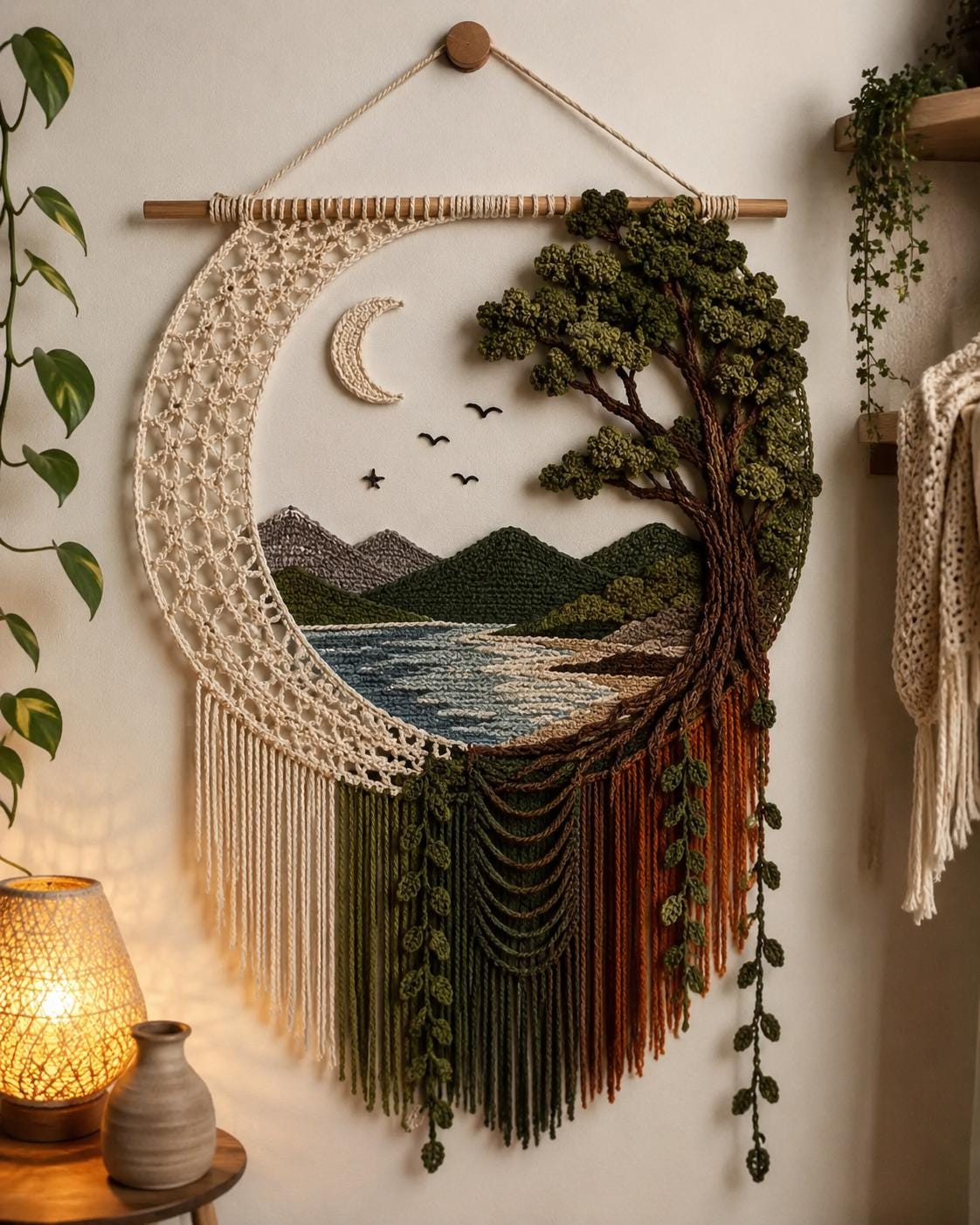 Crochet Moon Landscape Wall Hanging Pattern