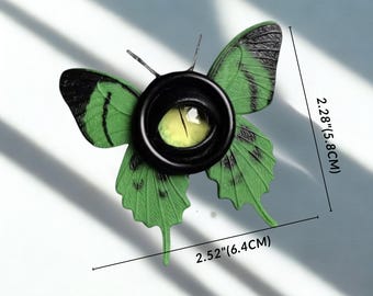 Broche de cabelo com olho de borboleta gótica, alfinete de borboleta com olho de demônio, acessório de cabelo com inseto gótico, joia de terror Weirdcore, moda alternativa.