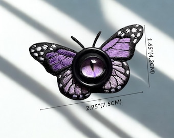 Broche de cabelo com olho de borboleta gótica, alfinete de borboleta com olho de demônio, acessório de cabelo com inseto gótico, joia de terror Weirdcore, moda alternativa.