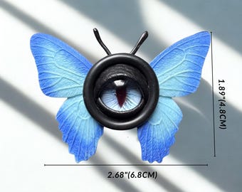 Broche de cabelo com olho de borboleta gótica, alfinete de borboleta com olho de demônio, acessório de cabelo com inseto gótico, joia de terror Weirdcore, moda alternativa.