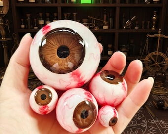 Olho Ensanguentado Realista, Olho Castanho de Terror, Decoração de Olho Falso, Adereço de Halloween, Adereço de Palco Assustador, Decoração Gótica