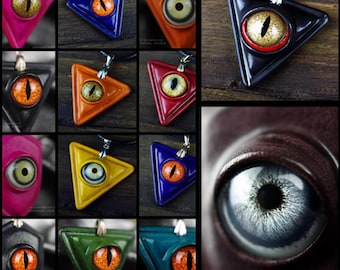 Colar com Pingente de Olho Mini Joia de Olho Cordão de Couro Colar Gótico Artesanal Pingente de Olho de Vidro Colar de Casal Presente Exclusivo