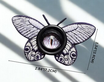 Broche de cabelo com olho de borboleta gótica, alfinete de borboleta com olho de demônio, acessório de cabelo com inseto gótico, joia de terror Weirdcore, moda alternativa.