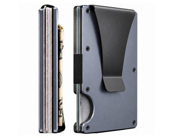Slim Aluminum Wallet, RFID Blocking Card Holder, Minimalist Front Pocket Wallet