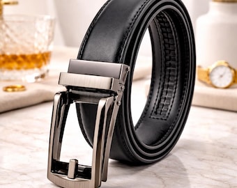 Men's Automatic Ratchet Leather Belt – Micro-Adjust Precision