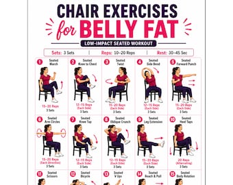 Chair Exercises for Belly Fat & Weight Loss | 15 Seated Core Workouts for Seniors | Gentle Low Impact No Equipment Poster