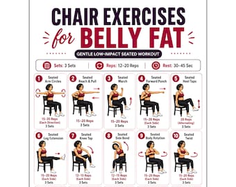 Chair Exercises for Belly Fat & Weight Loss | 15 Seated Core Workouts for Seniors | Gentle Low Impact No Equipment Poster
