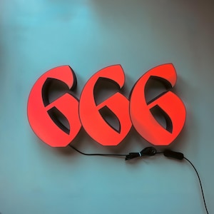 666 LED Cartel, Lámpara Gótica Impresa en 3D, Arte Mural Satánico, Iluminación Man Cave Diabólica, Lámpara Alternativa, WLED Smart Home