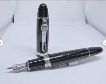 Jinhao Jumbo x159 Acrylic Bright Black Executive Fountain Pen - Medium Nib Converter inside